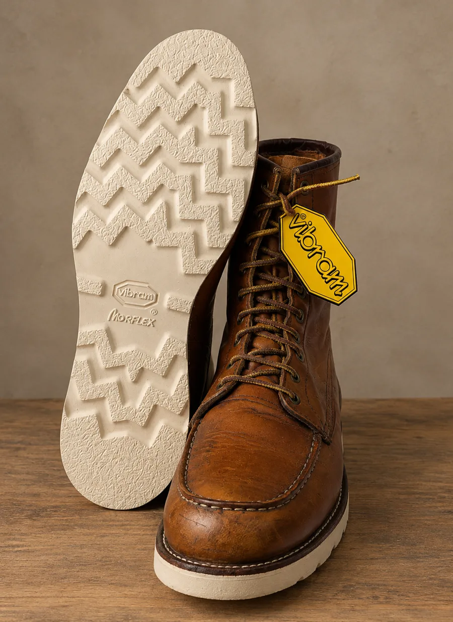 Red Wing, lavorazione della Risuolatrice Artigiana a Pavia